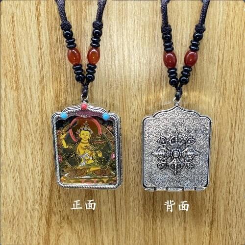 Efficacious Amulet Greco-Buddhist pocket travel Mascot Bodhisattva Manjusri GUAN YIN Auspicious Tibet Buddha card Pendant