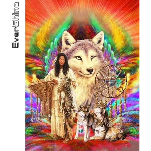 Evershine Diamond Painting Wolf Animal 5D DIY Art Diamond Embroidery Woman Cross Stitch Kit Rhinestone Picture Home Decoration