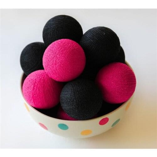 20pcs/set Cotton Ball String Lights - Hot pink & Black,party,patio,fairy,xmas,christmas wedding decor