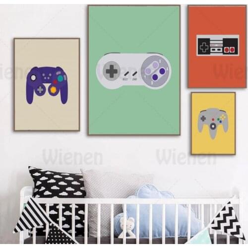 Colorful Game Canvas Painting Boy Room Playroom Decor Game Controllers Poster Print Home Decor Retro Gamepad Wall Art Picture