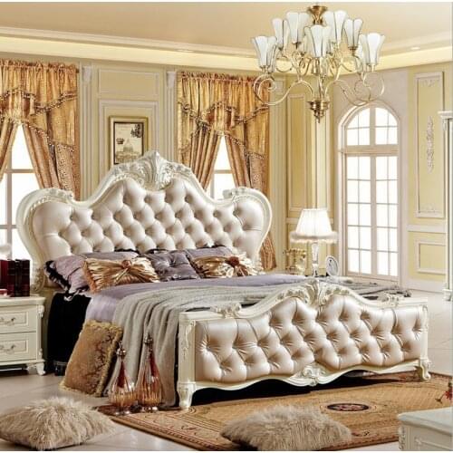 Solid wood bed Fashion European French Carved bedside 1.8 m bed 4747