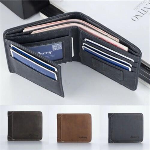 Mens Wallet PU Leather Billfold Credit ID Card Holder Mini Purse Money Clip Inserts Coin Short Foldable Luxury Business Wallet