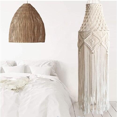 Nordic Style Hand-woven Homestay Home Wall Hanging Bedroom White Chandelier Lampshade Boho Home Decoration