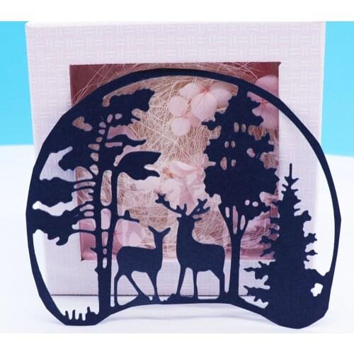 Moose Forest Christmas Metal Cutting Dies Scrapbooking Album Christmas Cards Making Crafts Embossing Stencil and Slimline Mold