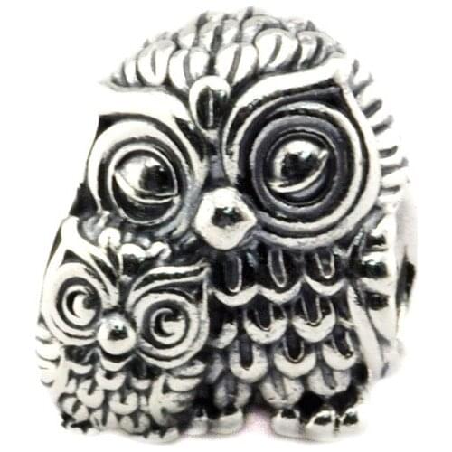 Charming Owls Charm 925 Sterling Silver Animal Beads for Jewelry Making Fit Charms Bracelets DIY Free shipping 02430