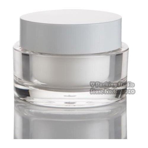 50pcs/lot 30g/ml Transparent acrylic cream jar with cap, face cream bottle empty Jar high quality cosmetics packing