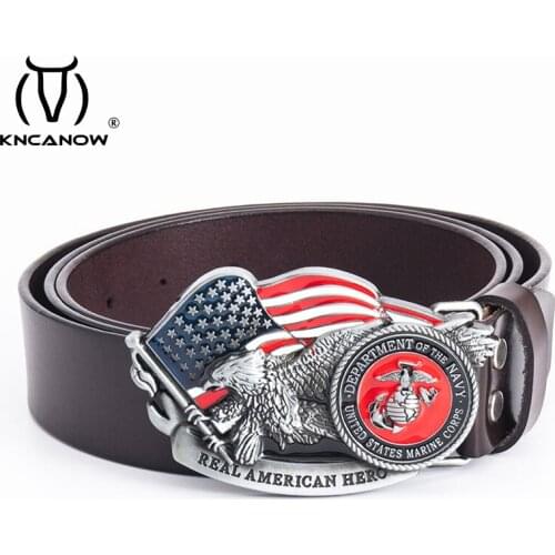 New Men & Women High Quality Male Genuine Leather Belt Navy Patriotic Retired Soldiers Jeans Military Equipment Tactical Strap