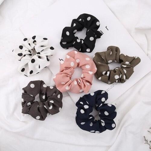 New arrival Fashion women pretty dot Hair bands cute hair scrunchies girls elegant hair Tie Accessories Ponytail Holder