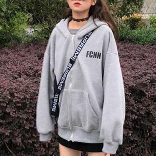 Zip Up Sweatshirt Autumn Winter Jacket Clothes Fleece Hoodies 2021 New Women Oversize Vintage Pockets Long Sleeve Pullovers