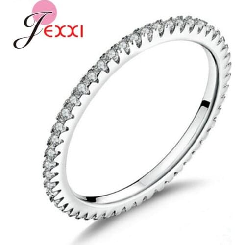 Factory Price Genuine 925 Sterling Silver Rings For Women Top Design Latest Fashion Trend White Gold Ring Shiny Crystal Paved