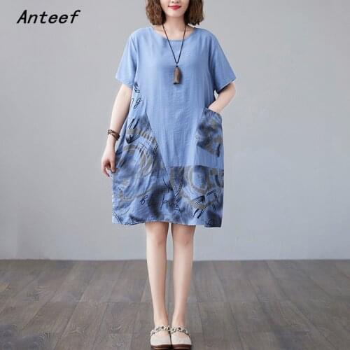 Short sleeve vintage dresses for women casual loose mini woman summer dress elegant clothes 2021 sundress