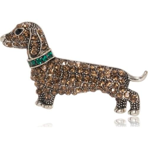 Dachshund Badge Rhinestone Sausage Dog Brooches for Women Cute Puppy Brooch Pin Design T-shirt bag Handbags Men Jewelry gift