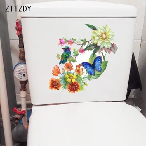 ZTTZDY 24.7CM×25.1CM Creative Classic Flowers Home Bedroom Wall Stickers Personality WC Toilet Decor T2-0829