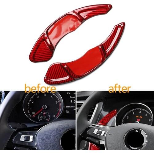 1 Pair Carbon Fiber Car Steering Wheel Paddle Shifter Gear Shift Extension for VW Golf MK7.5 MK7 GTI GTD GTE GLI Polo Car Decor