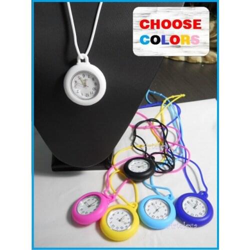 1pc Silicone necklace pocket analog Silicon NECKLACE quartz WATCH Jelly Rubber Ladies girls Kids Children Fashion