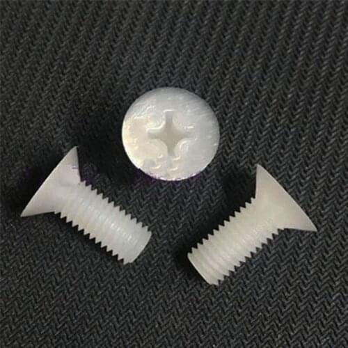 10pcs M3M4 PVDF Cross countersunk head plastic screw One word flat heads Phillips screws Corrosion resistant bolt 10-25mm Long