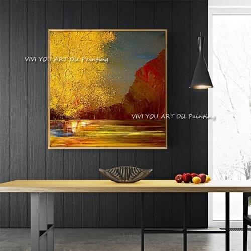 100% Hand-painted Thick Abstract Gold Foil Oil Painting on Canvas Handmade Large Modern Art Picture For Home Room Decoration