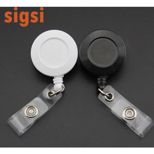 100pcs high quality 32mm plastic retractable id badge holder Alligator Swivel Clip reel for nurse name card