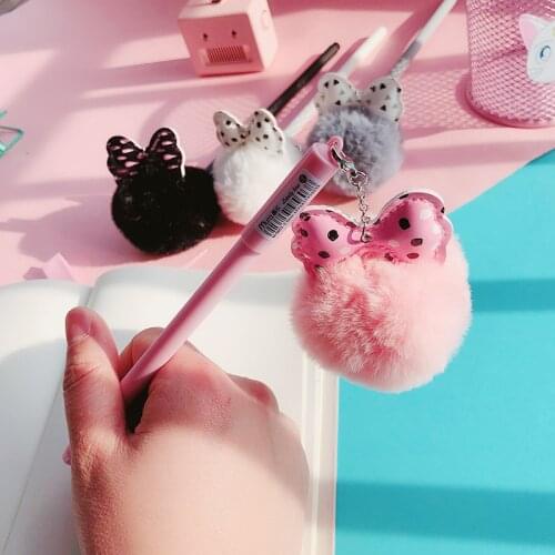 24pcs Christmas Pen Kawaii Plush Ball Pens Korean Stationery Bownot Cute Accessories for School Office Supplies 0.5mm Wholesale