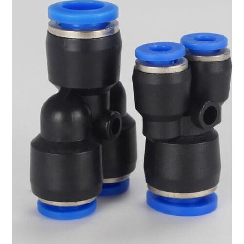 Fit 4/6/8/10/12/14/16mm OD Tube Y-Shaped 3 Way Spliter Pneumatic Push In Connector Quick Release Air Fitting