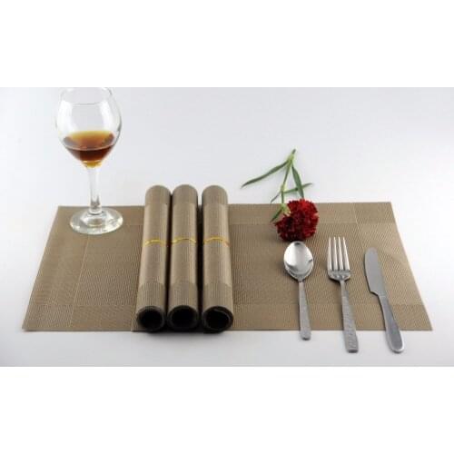 4pcs/lot weave Placemat new pvc dining table mat disc bowl pad coasters waterproof table cloth pad slip-resistant pad JI 0817