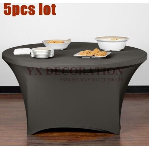 Colors 5PCS LOT Round Lycra Spandex Table Cover Stretch Tablecloth Overlay For Wedding Event Decoration