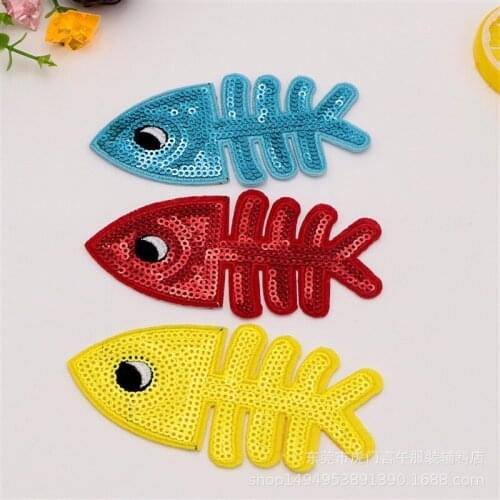 50pcs/lot Small Fish Embroidery Patches Letters Clothing Decoration Accessories Diy Iron Heat Transfer Applique Clothes