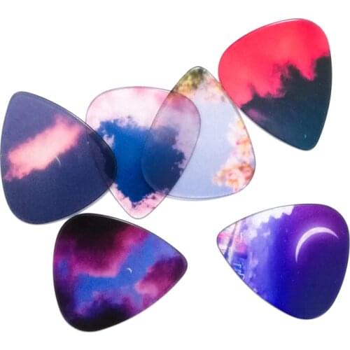 6pcs medium 0.71mm transparent art guitar pick plectrum