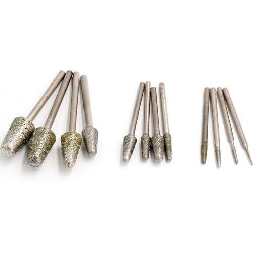 1pcs 2.35/3mm Shank B Diamond Grinding Head Bullet Coated Mounted Bit Burrs For Jade Metal Stone Dremel Rotary Tool Accessories