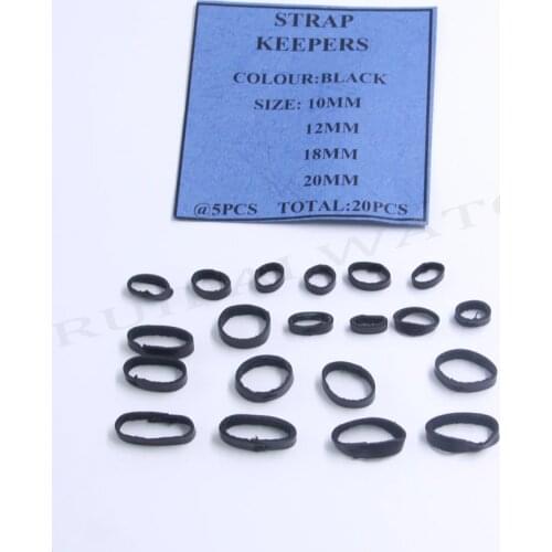 Free Shipping 20 pcs High Quality Black Leather Watch Strap Keeper in 4 Sizes for Watch Repair