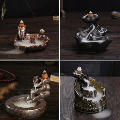 Incense Or Burners Creative Home Decor Multifunction Lotus Burner Ceramic Censer Backflow Incense Cones Incense Stick Burner