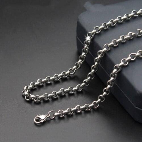 Top Quality 2.5mm 3mm 4mm Rolo Link Chain Necklace Stainless Steel Chains Simple Silver color Necklace Jewelry Making 50cm 55cm