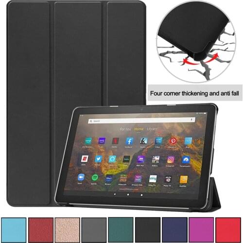 Tablet Case For Kindle Fire HD 10 2021 Shockproof Leather Protective Case Slim Lightweight Stand Case Cover