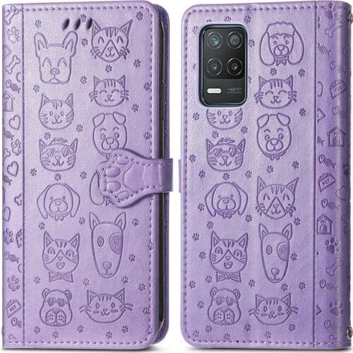 Cat & Dog Pattern Phone Case For Oppo Realme 8 Pro Filp Wallet PU Leather Case For Oppo Realme 8 Pro Case For Realme 8 Pro Cover