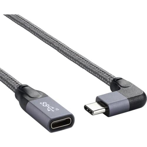 Chenyang Left Right Angled USB-C USB 3.1 Type C Male to Female Extension Data Cable with Sleeve for Laptop