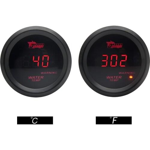 Digital 2" 52mm Water Temperature Gauge Celsius / Fahrenheit Temperature With Sensor Red LED Digital With Sensor