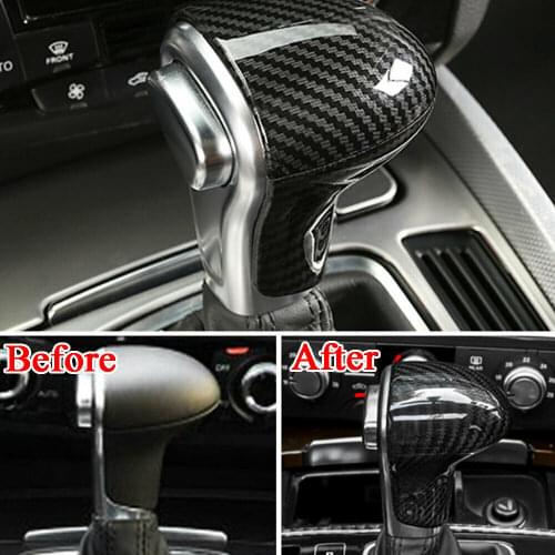 For Audi A3 A4 A5 A6 A7 Q5 Carbon Fiber Inner Gear Shift Knob Cover Trim Decor