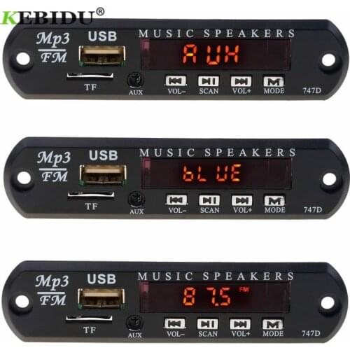 Kebidu MP3 WMA Decoder Board Car USB Bluetooth MP3 Player Wireless Bluetooth Audio Module USB TF FM Radio 5V 12V for Car