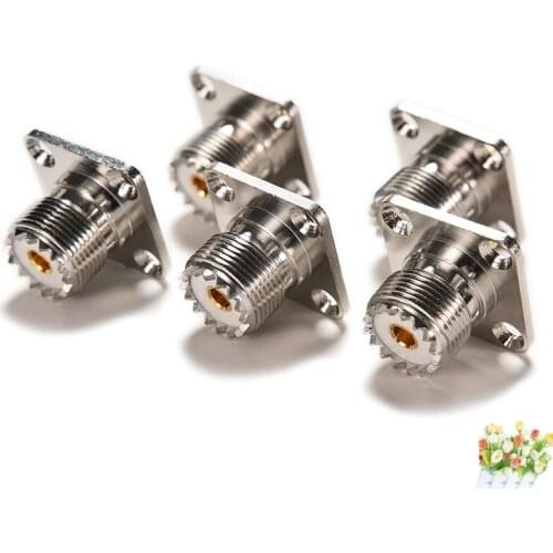 Connector SO239 UHF Female 4-Hole Flange Solder Panel Mount Straight Screwed Coupling