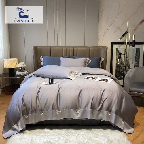 Liv-Esthete Noble Gray Top Grade 100% Silk Bedding Set Healthy Silky Duvet Cover Queen King Flat Sheet Pillowcase Bed Linen Set