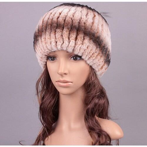 Fashion Winter Warm Thick Earmuffs Women Knitted Hats Real Rex Rabbit Fur Cap Kullies Beanies Women Snow Caps