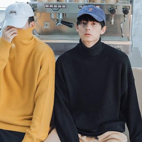 HAWAIFISH Mens Turtleneck Sweater 2021 Mens Casual Thicken Turtleneck Sweater Fall/Winter Warm Pullover Solid Color Sweater