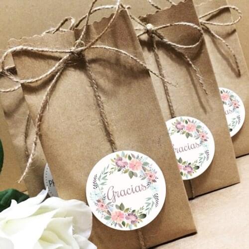 Gracias Thank You Sticker for Seal Label Christmas Wedding Thanksgiving Floral Frame Sticker Stationery Decoration Stickers