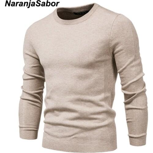 NaranjaSabor New Winter Thick Pullovers Mens O-neck Basic Solid Color Warm Sweaters Mens Fashion Slim Casual Sweater 4XL N693