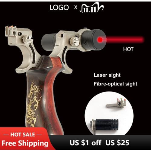 Toparchery Hunting Slingshot With Laser+Fibre-optical Sight Rubber Band Fast High Precision Slingshot Hunting Powerful Outdoor