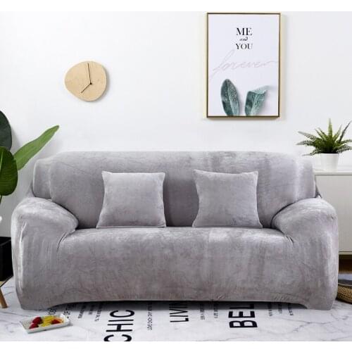 Plush Sofa Cover Stretch Solid Color Thick Slipcover Sofa Covers for Living Room Pets Chair Cover Cushion Cover Sofa Towel 1PC