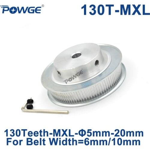 POWGE Inch Trapezoid 130 Teeth MXL Timing pulley Bore 8/10/12mm for width 6mm 10mm MXL Synchronous Belt Gear Wheel 130teeth 130T
