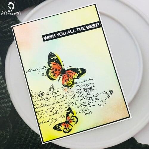 CLEAR STAMPS Letters Butterfly Background Scrapbooking Handmade Card Album Paper Craft Rubber Transparent Silicon Stamp