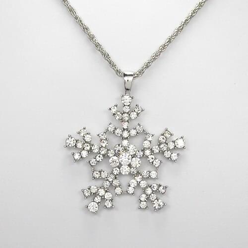 Clear Rhinestone Snowflake Pendant Necklace Chain jewelry F088 A