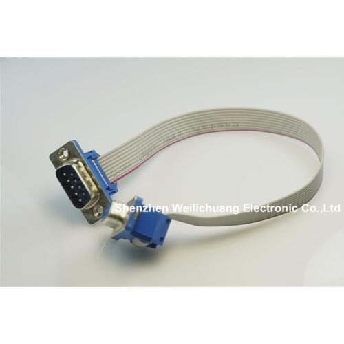 100 pcs D-sub Connector IDC Type 9 Pin male to Female assembly 9 conductor Grey Flat Cable UL2651 28 AWG 25cm Length